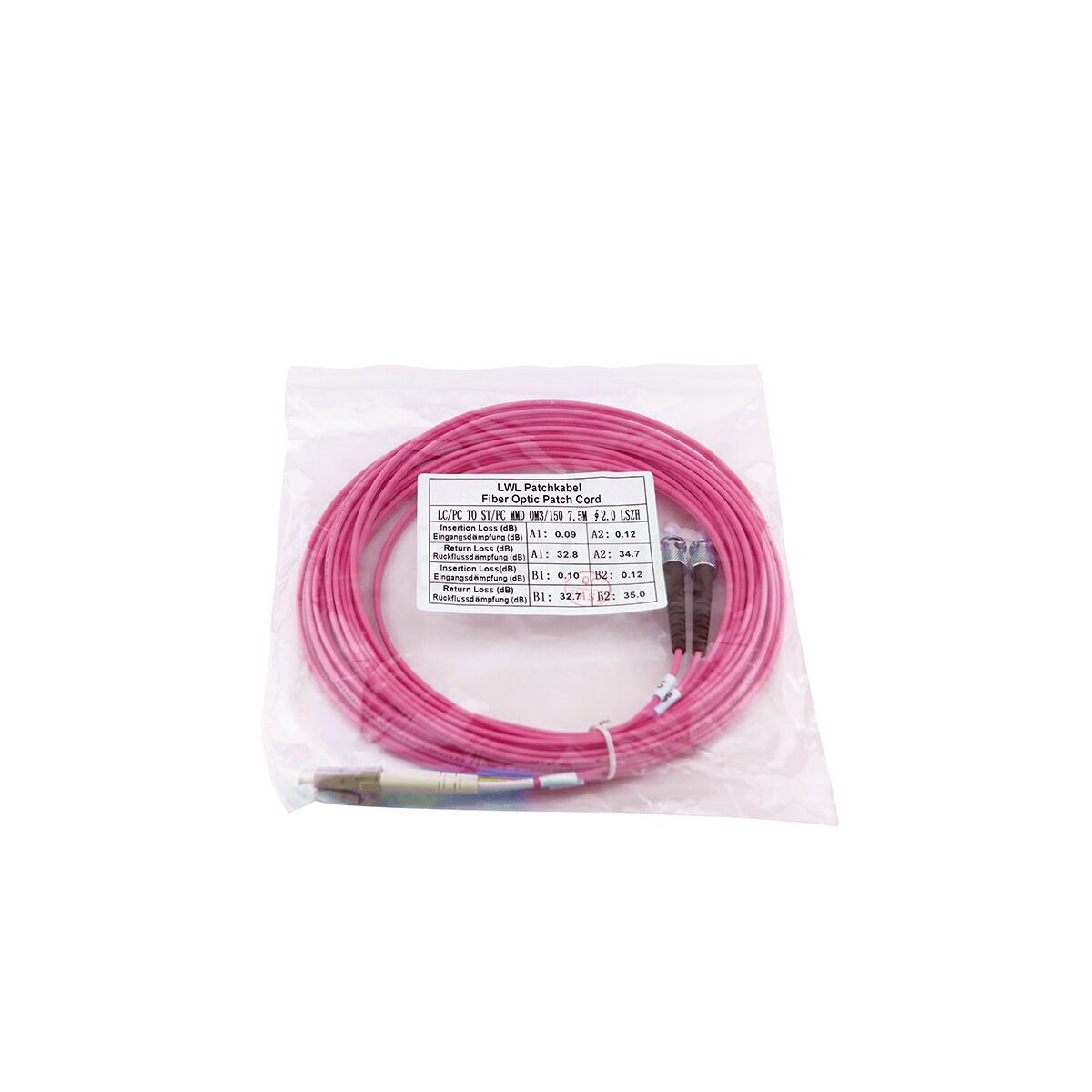 BlueOptics SFP3133FU7.5MK cavo a fibre ottiche 7,5 m LC ST OM4 Magenta
