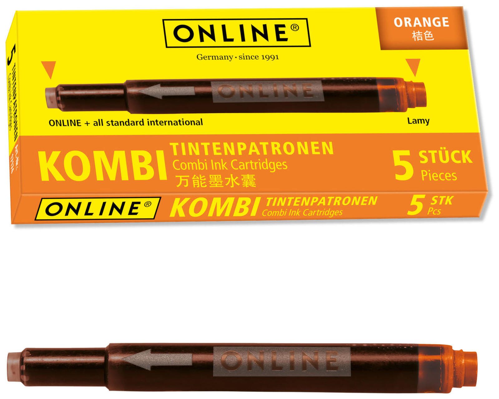 ONLINE 17174/12 Tintenpatronen f�r Fueller orange 5 St.