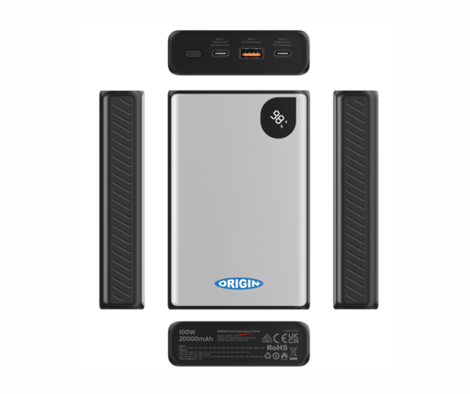 Origin Storage OSPB-100W banque dalimentation �lectrique Lithium-Ion (Li-Ion) 20000 mAh Argent
