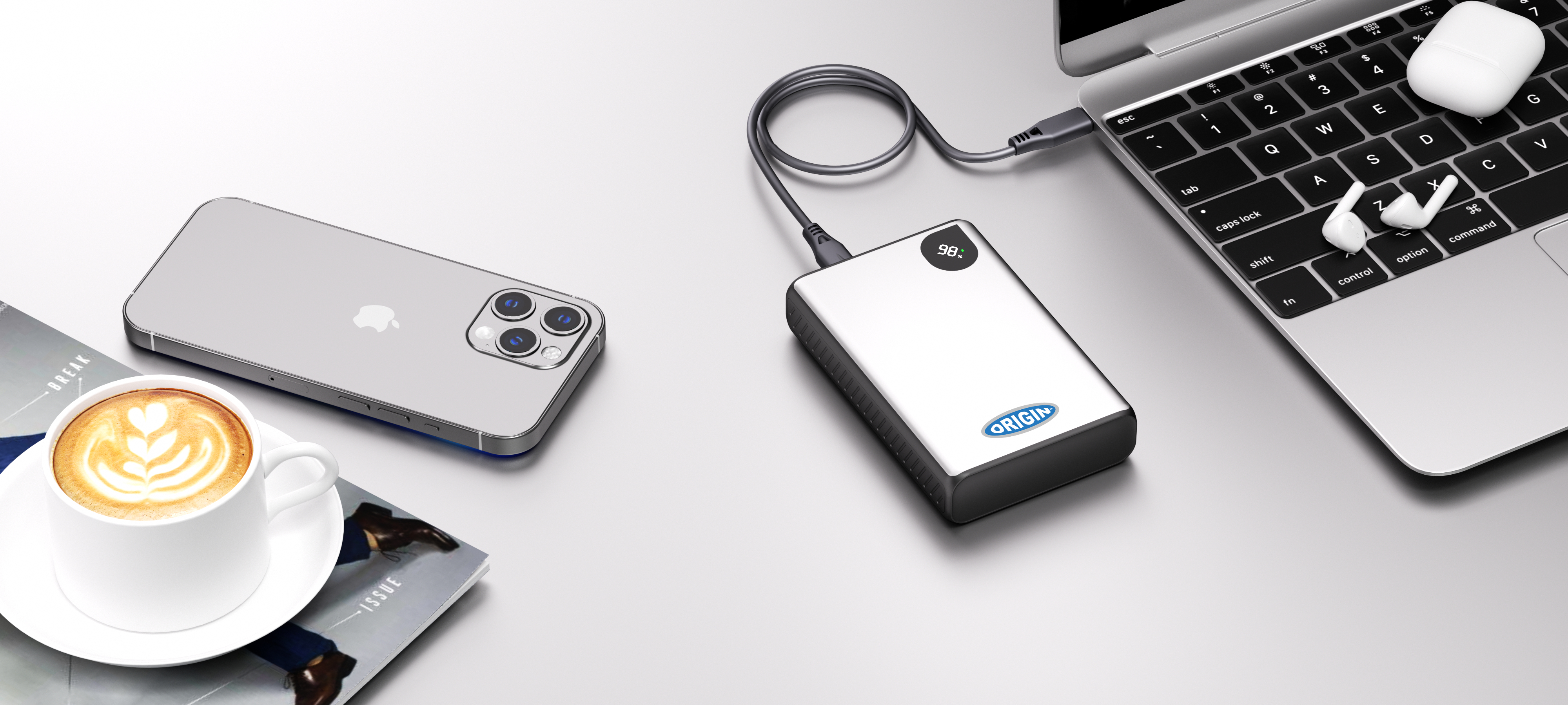 Origin Storage OSPB-100W banque dalimentation �lectrique Lithium-Ion (Li-Ion) 20000 mAh Argent