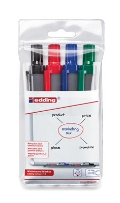 Edding retract 12 evidenziatore 4 pz Tipo di punta Nero, Blu, Verde, Rosso