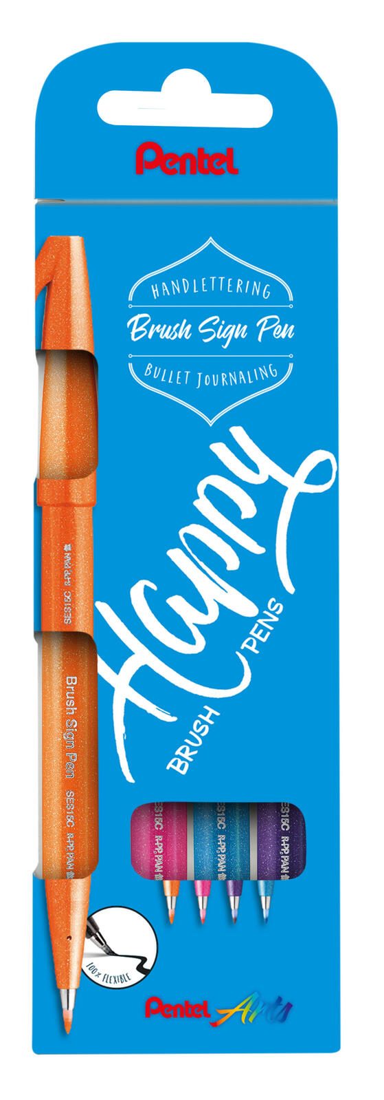 Pentel Faserschreiber 4ST Sign Prush Pen sort.