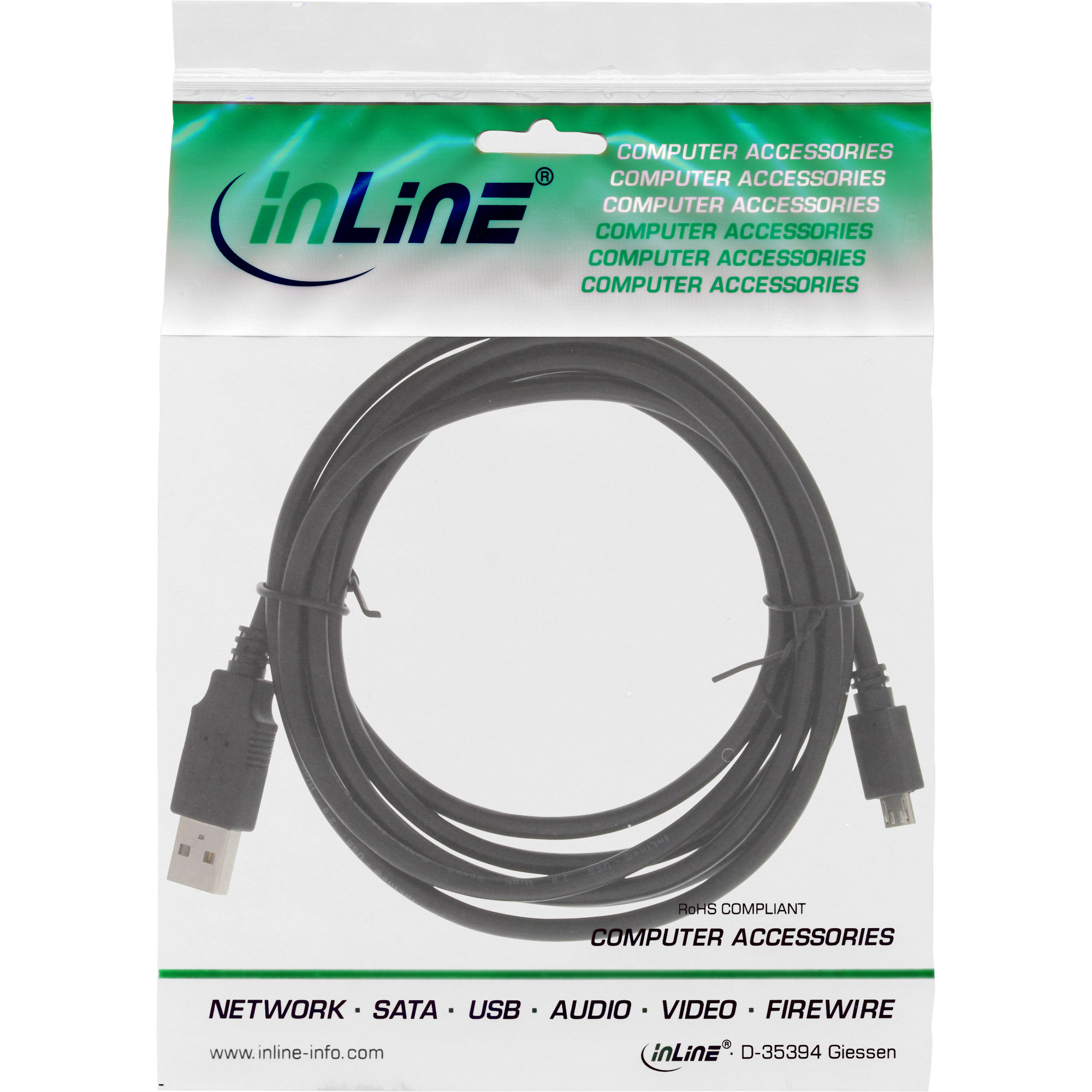 InLine Micro USB 2.0 Fast-charge Cable USB Type A male / Micro-B male, 2m