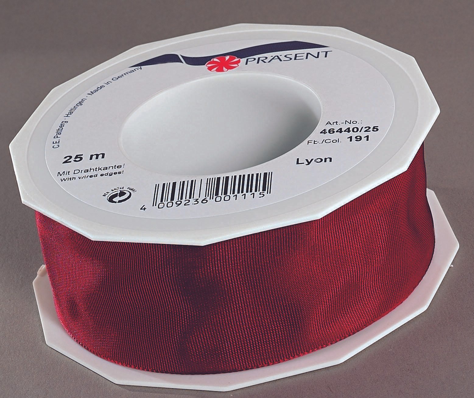 C.E. Pattberg Geschenkband LYON glnzend bordeaux 40.0 mm x 25.0m