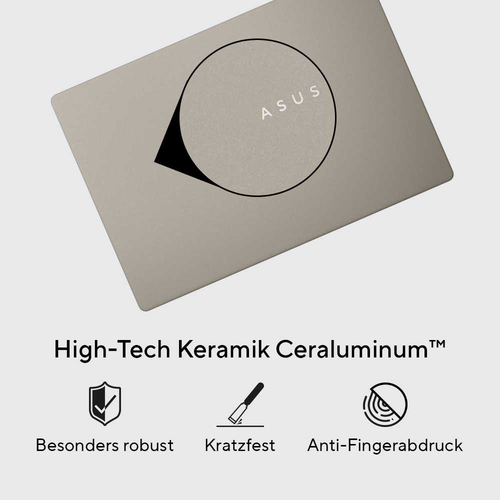 ASUS Zenbook A14 UX3407RA-QD011W Copilot+ PC Qualcomm Snapdragon X1E-78-100 Ordinateur portable 35,6 cm (14) WUXGA 32 Go LPDDR5x-SDRAM 1 To SSD Wi-Fi 7 (802.11be) Windows 11 Home Allemand Gris