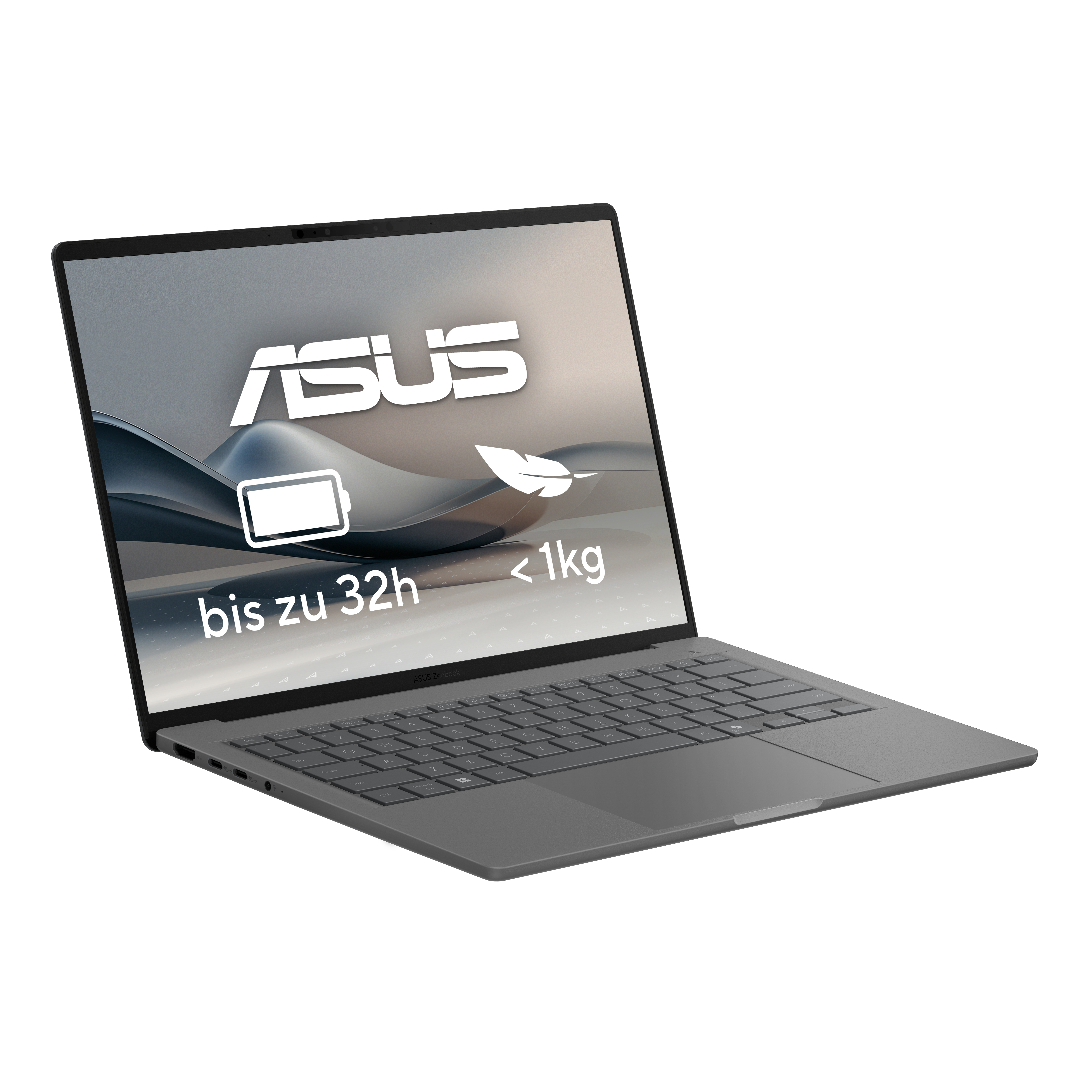 ASUS Zenbook A14 UX3407RA-QD011W Copilot+ PC Qualcomm Snapdragon X1E-78-100 Ordinateur portable 35,6 cm (14) WUXGA 32 Go LPDDR5x-SDRAM 1 To SSD Wi-Fi 7 (802.11be) Windows 11 Home Allemand Gris