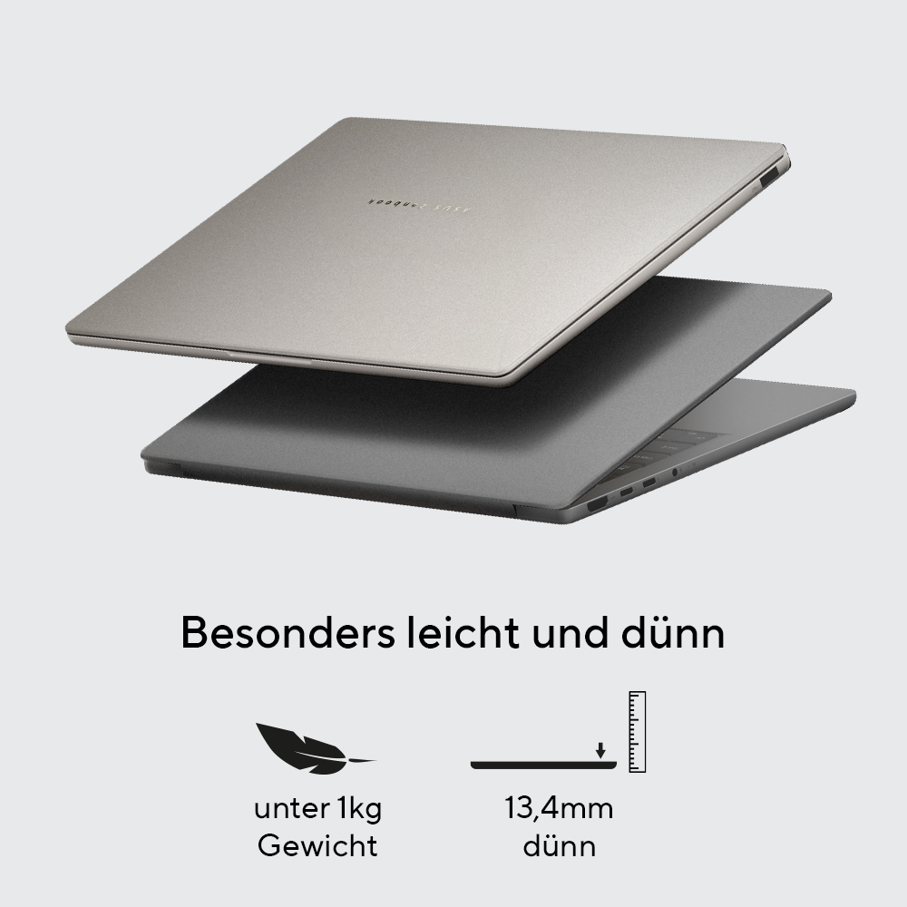 ASUS Zenbook A14 UX3407RA-QD011W Copilot+ PC Qualcomm Snapdragon X1E-78-100 Ordinateur portable 35,6 cm (14) WUXGA 32 Go LPDDR5x-SDRAM 1 To SSD Wi-Fi 7 (802.11be) Windows 11 Home Allemand Gris
