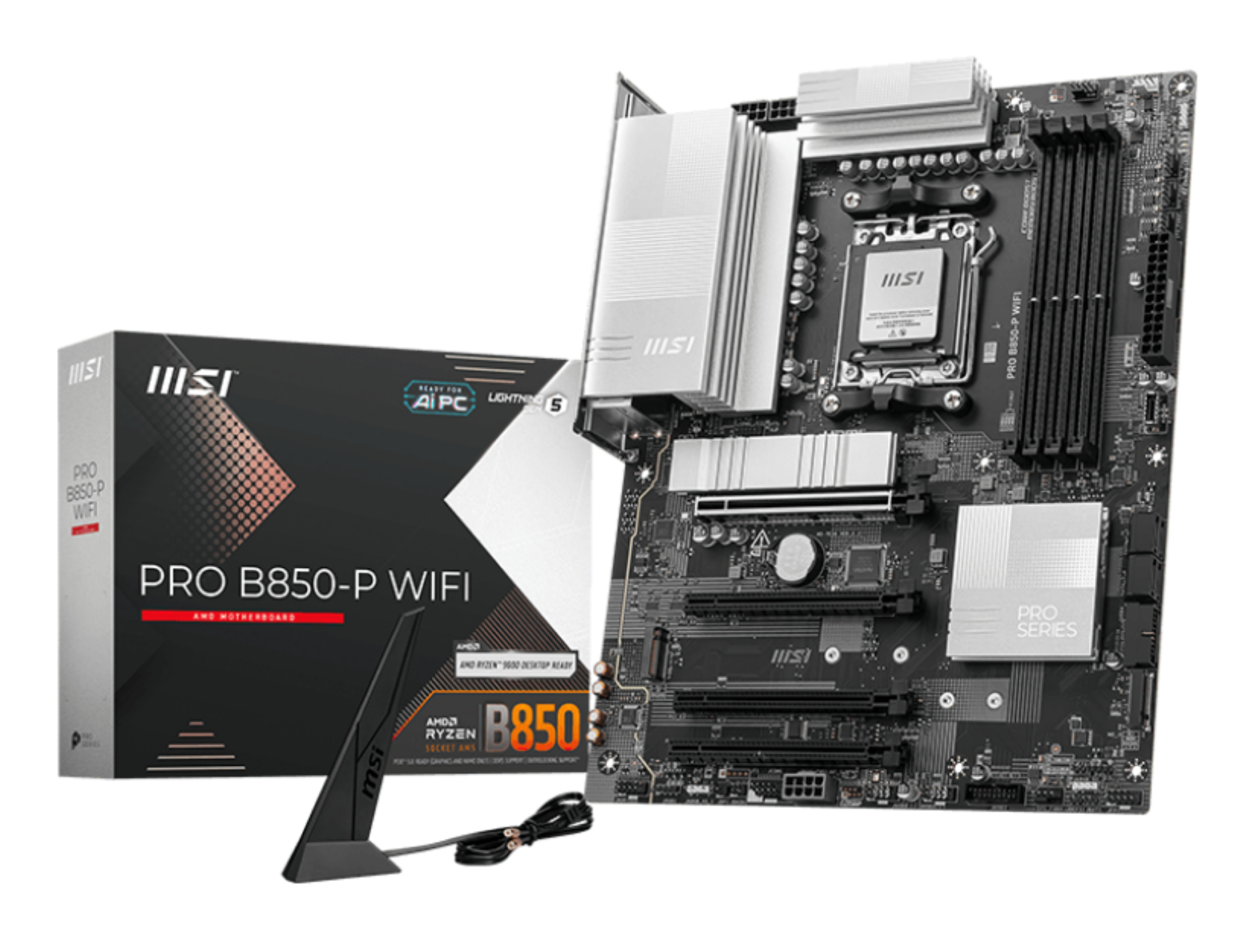 MSI PRO B850-P WIFI - Motherboard - ATX - Socket AM5 - AMD B850 Chipsatz - USB 3.2 Gen 2, USB-C 3.2 Gen2, USB 3.2 Gen 1 - 5 Gigabit Ethernet, Wi-Fi 7 - Onboard-Grafik (CPU erforderlich)