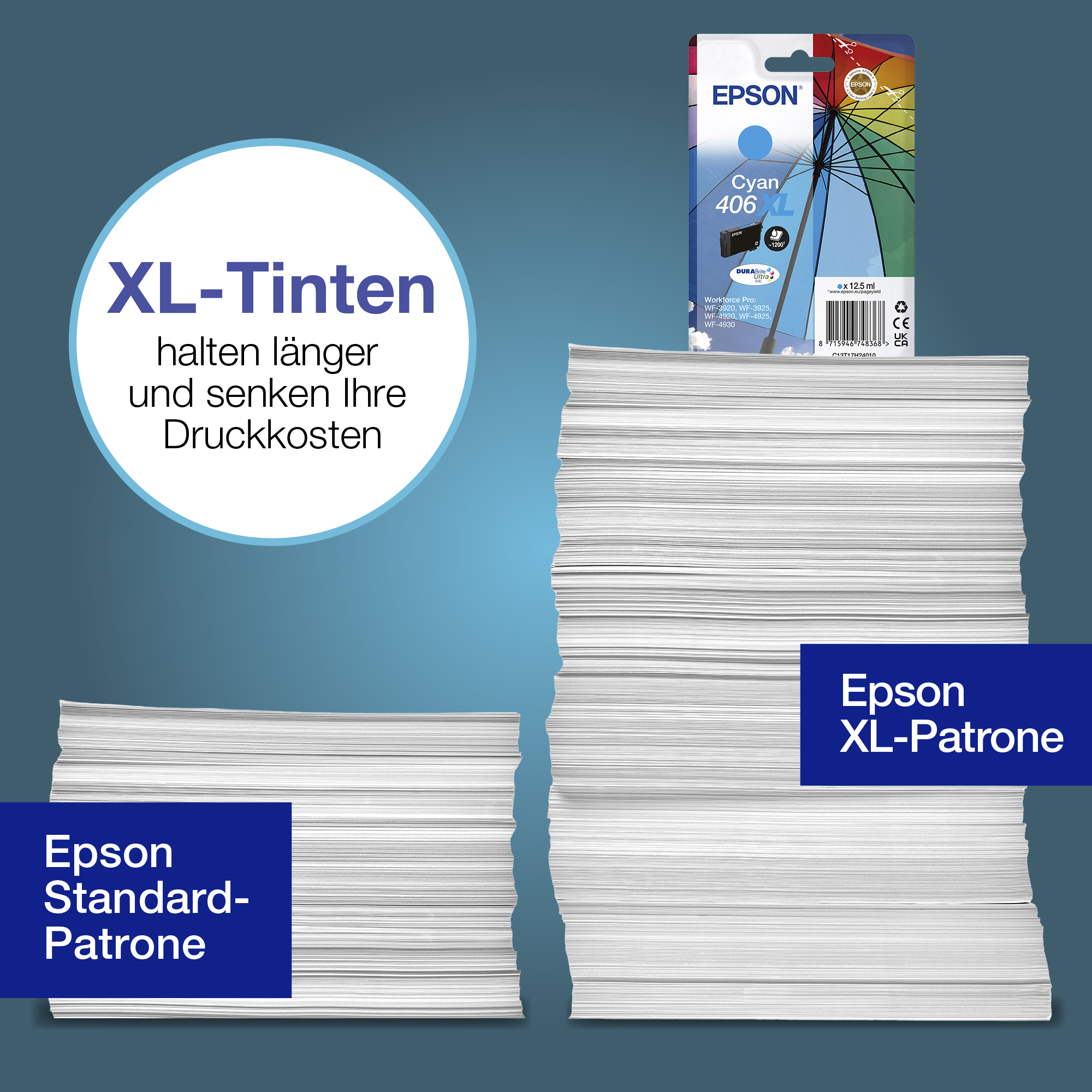 Epson Singlepack Cyan 406 Umbrella DURABrite Ultra Ink