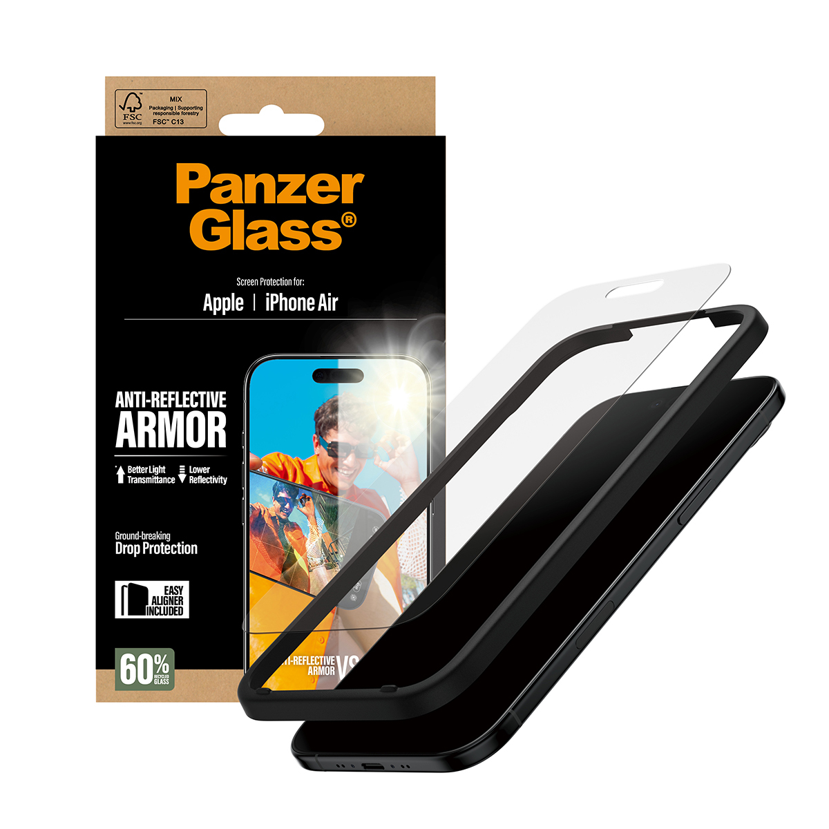 PanzerGlass Anti-Reflective Armor Screen Protector iPhone 17 Air w. EasyAligner