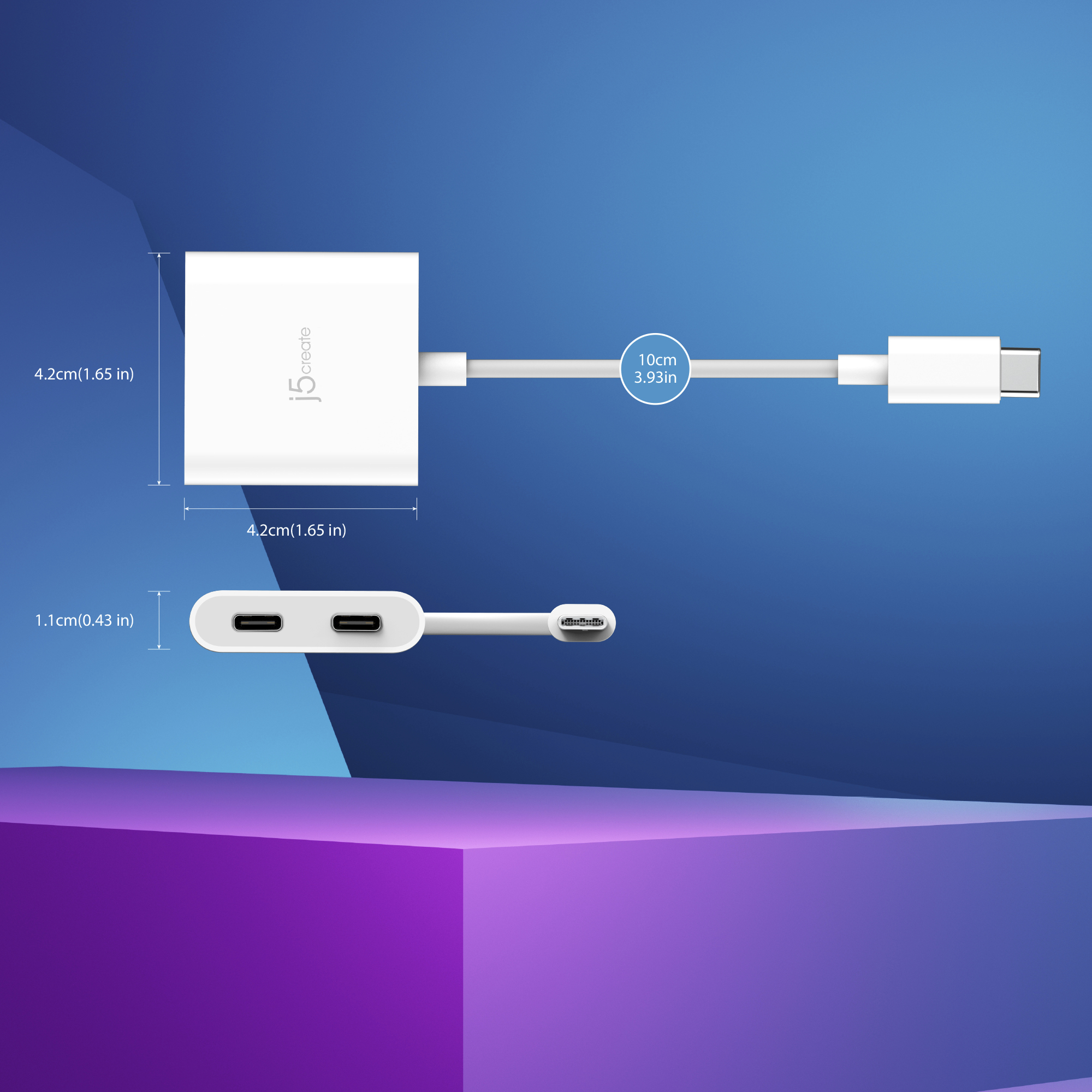 j5create JCA164 0,1 m USB tipo-C Bianco