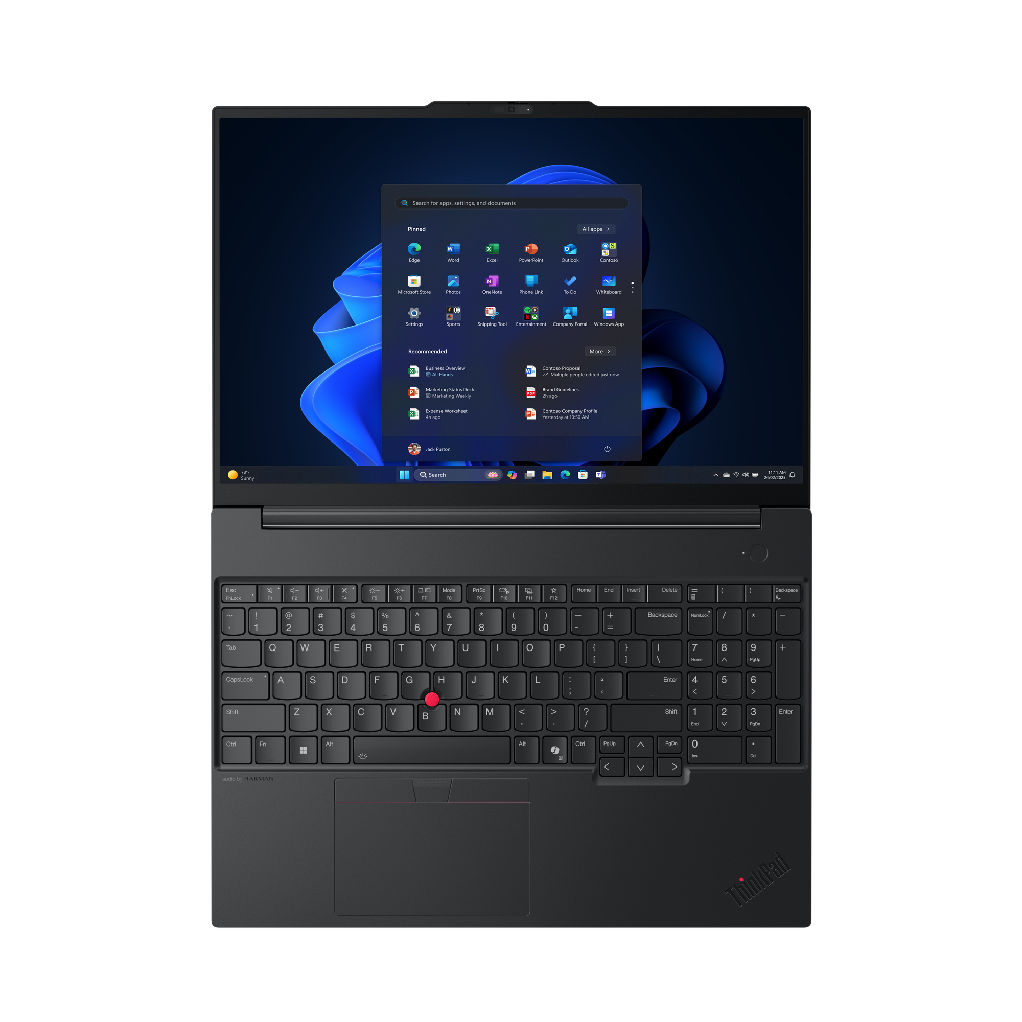 Lenovo ThinkPad E16 Gen 3 (Intel) Intel Core Ultra 7 255H Port�til 40,6 cm (16) WQXGA 32 GB DDR5-SDRAM 1 TB SSD Wi-Fi 6E (802.11ax) Windows 11 Pro Alem�n Negro