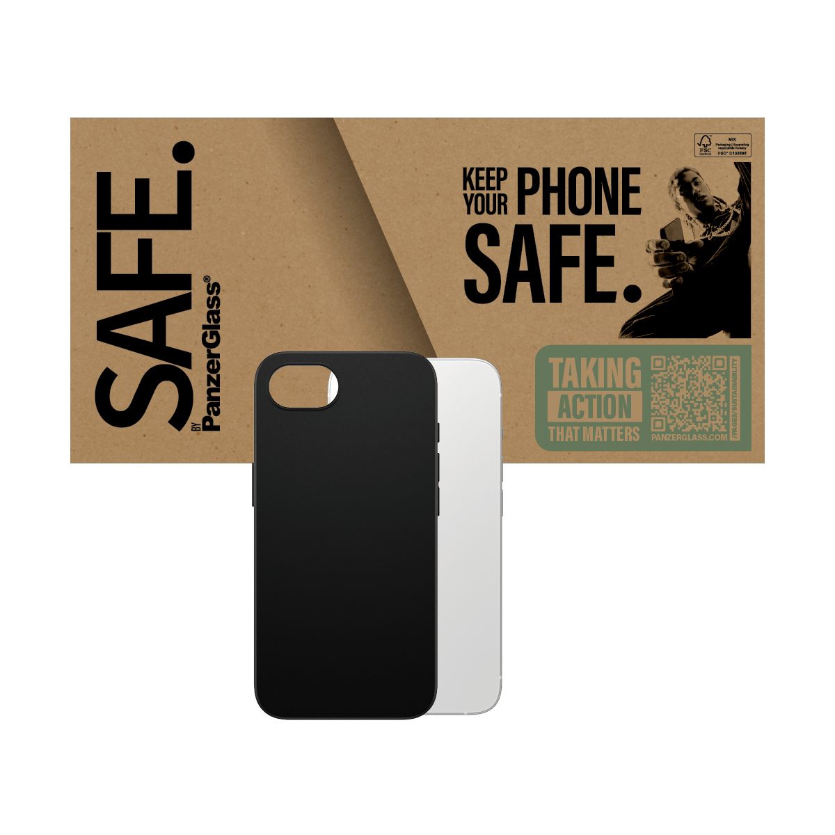 PanzerGlass SAFE by PG TPU Case Black iPhone SE 25 funda para telfono mvil Transparente