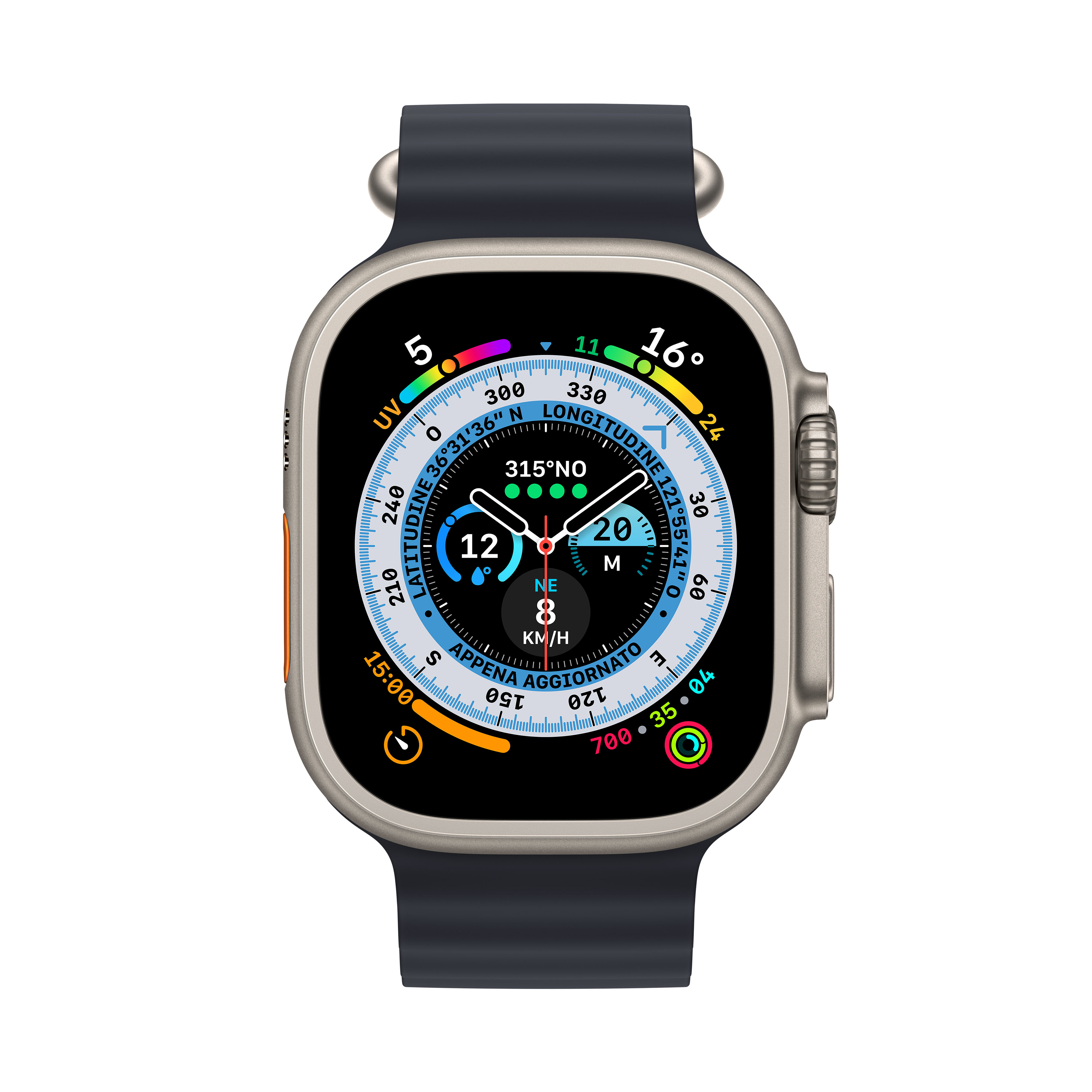 Apple Watch Ultra - 49 mm - Titan - intelligente Uhr mit Ocean band