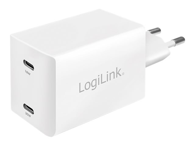 LogiLink Netzteil - 48 Watt - 3 A - PD - 2 Ausgabeanschlussstellen (USB-C)