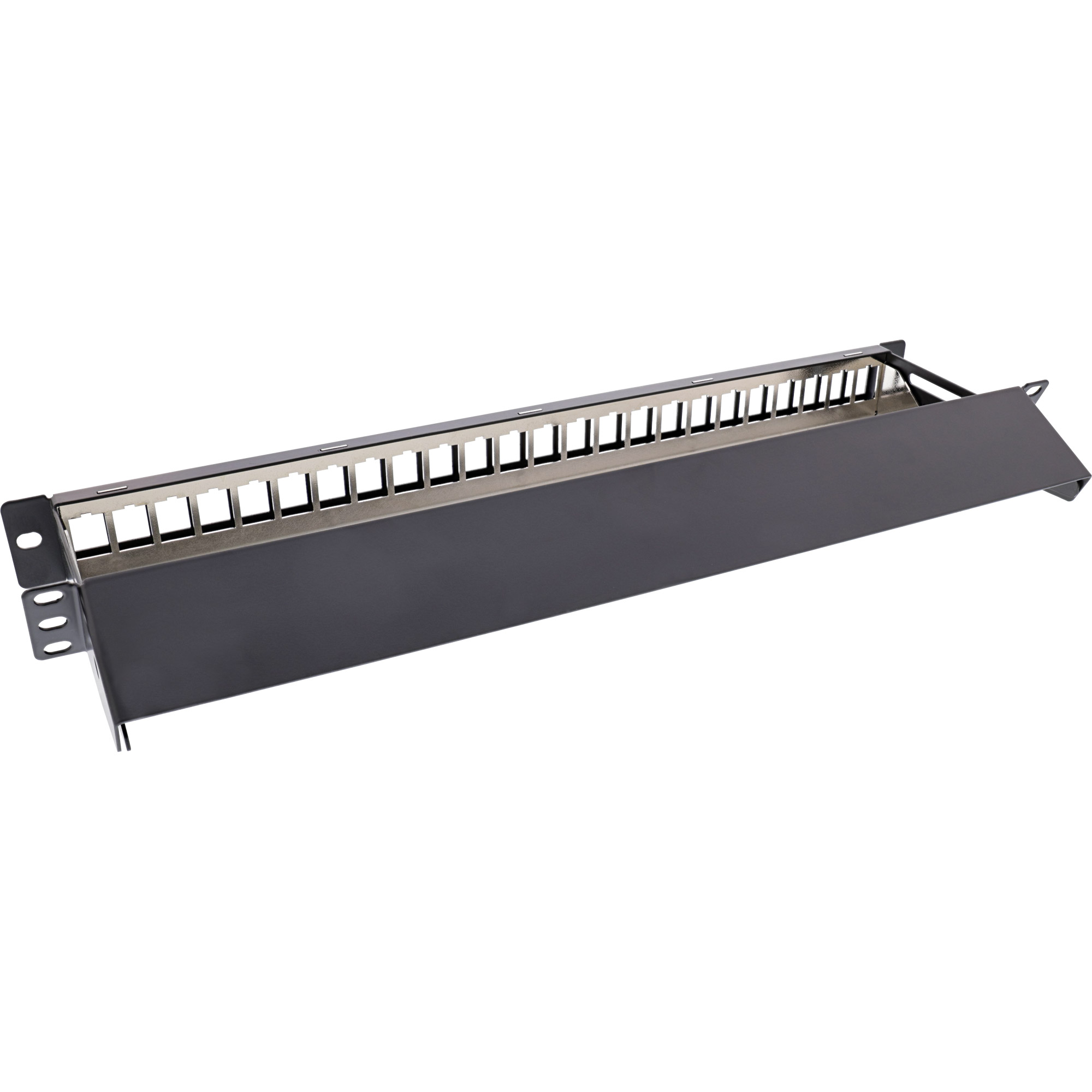 InLine Blank Patch Panel with pull-out 19 24 Port 1U black