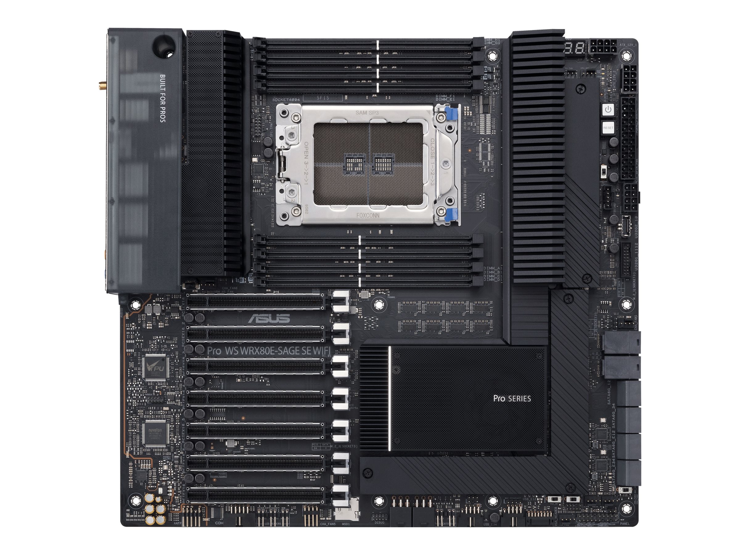 ASUS Pro WS WRX80E-SAGE SE WIFI - Motherboard - E-ATX - Socket sWRX8 - AMD WRX80 Chipsatz - USB-C Gen2, USB 3.2 Gen 1, USB 3.2 Gen 2, USB-C Gen 2x2 - 2 x 10 Gigabit LAN, Wi-Fi 6, Bluetooth - HD Audio (8-Kanal)