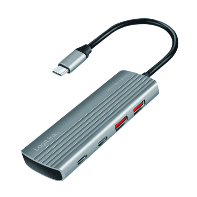 LogiLink USB 3.2 Gen2 Hub 4+1-Port aluminium