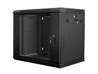 Lanberg WF01-6409-10B - 9U - Wandmontiertes Regal - 60 kg - Schwarz - Stahl - Gehrtetes Glas - Metall
