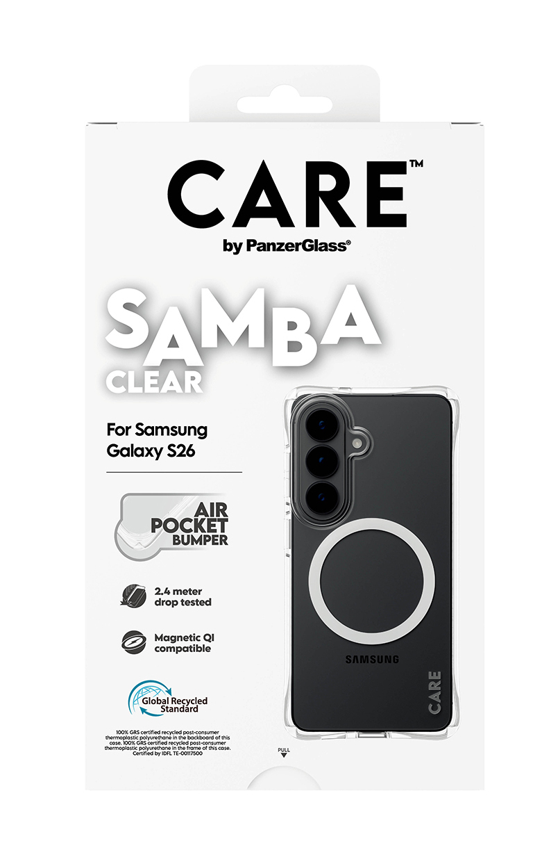 PanzerGlass CARE by � Samba Case Transparent w. White Qi Samsung Galaxy S26 funda para tel�fono m�vil 16 cm (6.3) Transparente