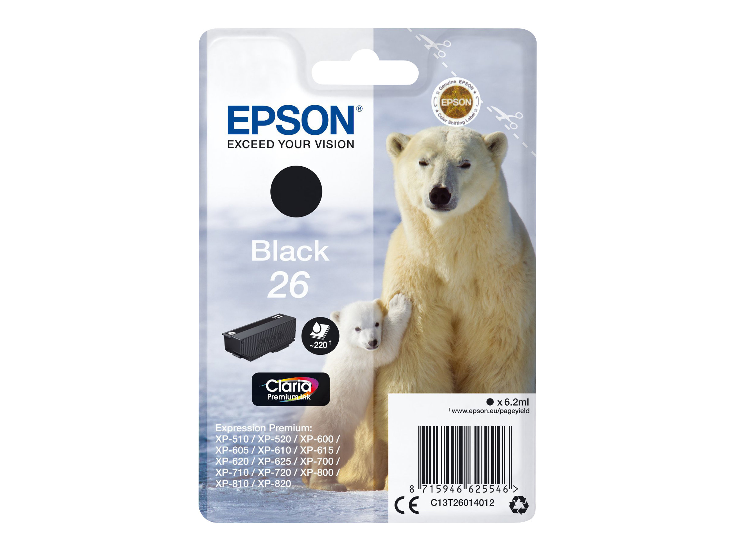 Epson 26 - 6.2 ml - Schwarz - Original - Blister mit RF- / aktustischem Alarmsignal