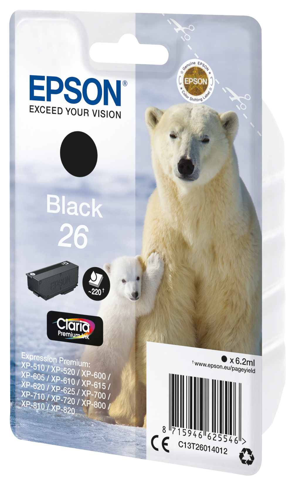 Epson 26 - 6.2 ml - Schwarz - Original - Blister mit RF- / aktustischem Alarmsignal