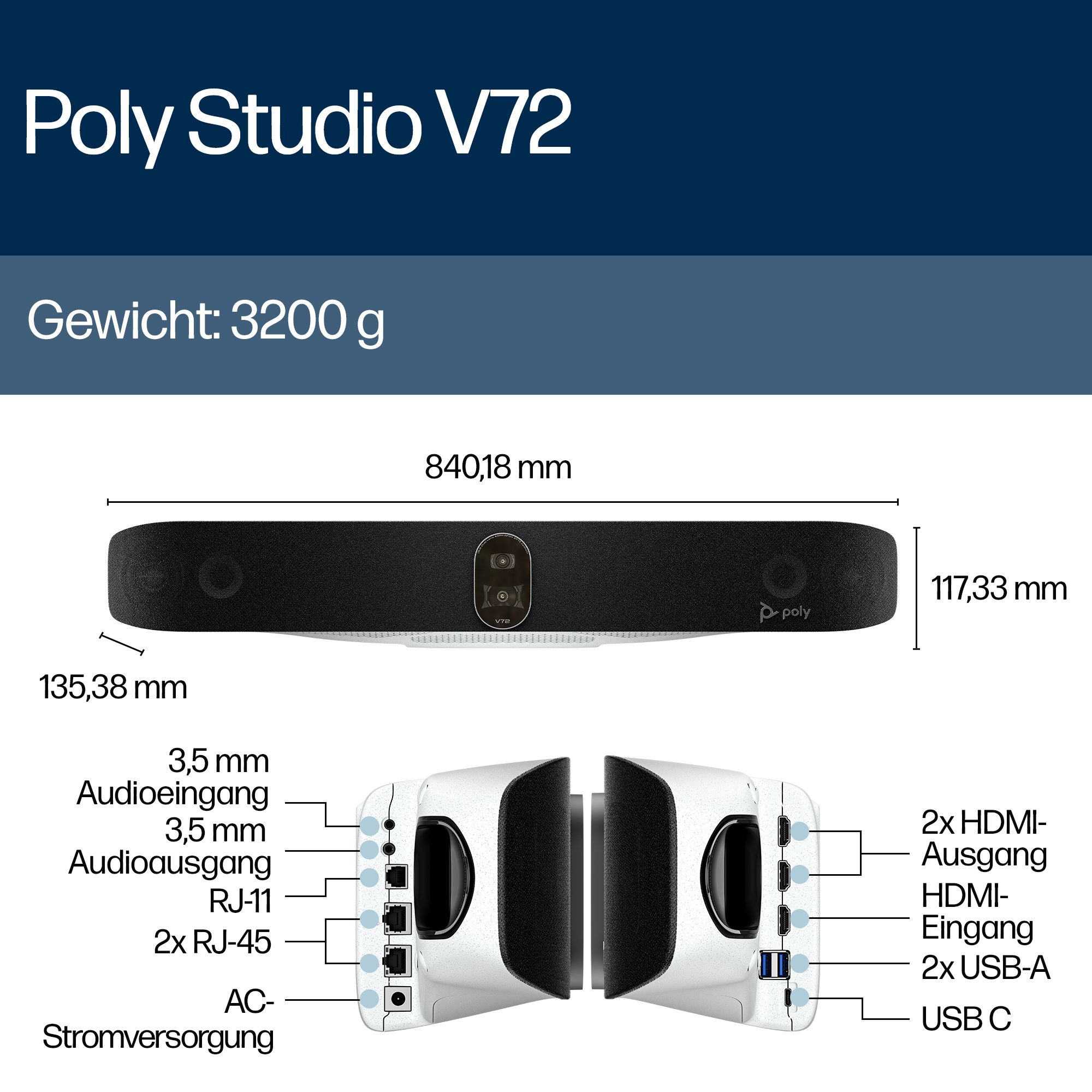 Poly Studio V72 USB Video Bar