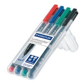 STAEDTLER Lumocolor 318 - Marker - permanent - Schwarz, Rot, Blau, Gr�n - 0.6 mm - fein (Packung mit 4)