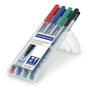 STAEDTLER Lumocolor 318 - Marker - permanent - Schwarz, Rot, Blau, Gr�n - 0.6 mm - fein (Packung mit 4)
