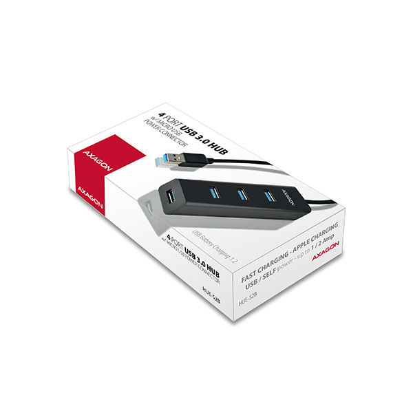 Axagon HUE-S2B interface hub USB 3.2 Gen 1 (3.1 Gen 1) Type-A 5000 Mbit/s Black