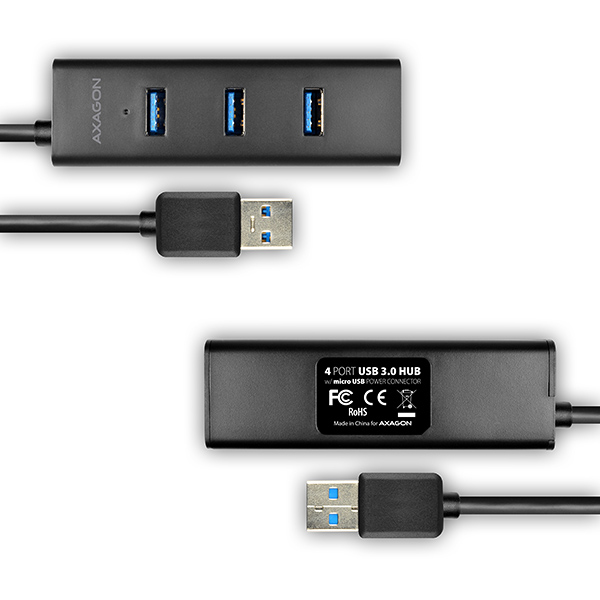 Axagon HUE-S2B interface hub USB 3.2 Gen 1 (3.1 Gen 1) Type-A 5000 Mbit/s Black