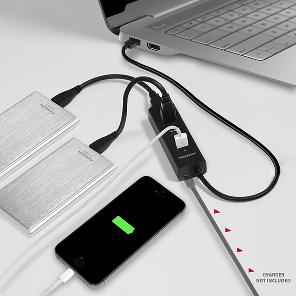 Axagon HUE-S2B interface hub USB 3.2 Gen 1 (3.1 Gen 1) Type-A 5000 Mbit/s Black