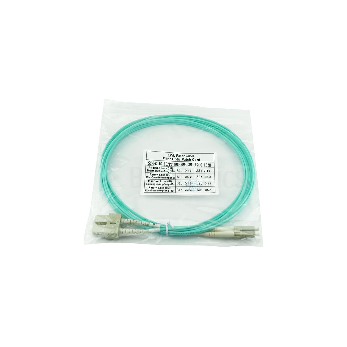 Corning 055702K512000010M kompatibles LC-SC Multimode OM3 Patchkabel 10 Meter