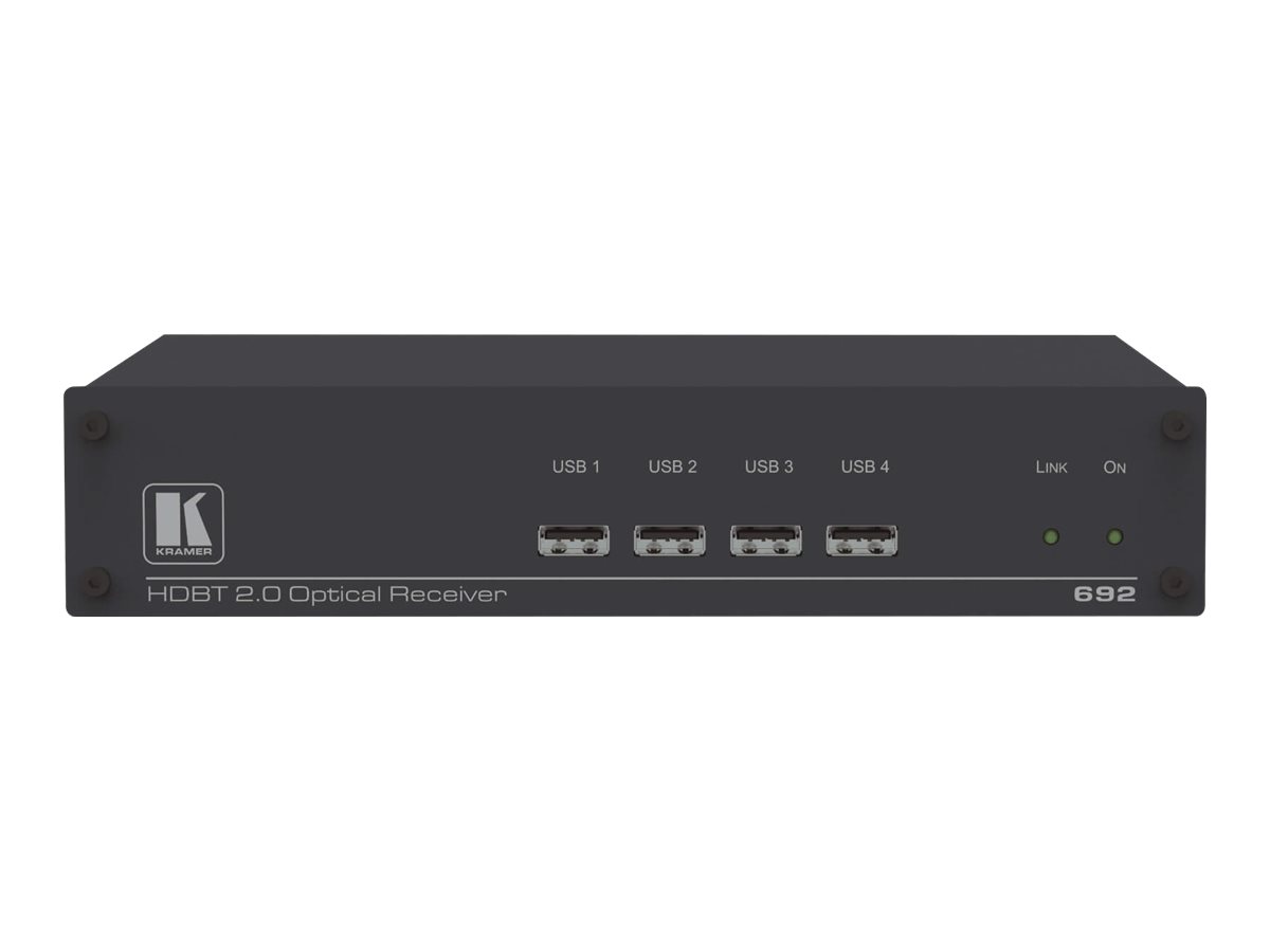 Kramer Electronics Kramer 692 4K60 4:2:0 HDMI MM/SM Fiber Optic Receiver with USB, Ethernet, RS-232, IR & Stereo Audio over Ultra-Reach HDBaseT 2.0