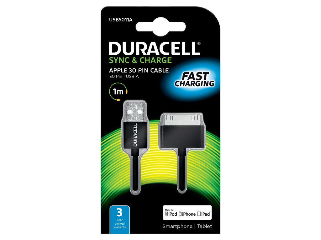 Duracell USB5011A c�ble USB 1 m Noir