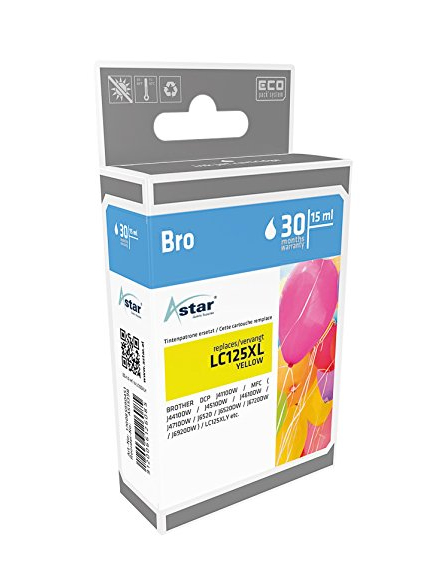 ASTAR AS15398 - Tinte auf Pigmentbasis - Gelb - Brother - DCP-J4110DW - MFC-J4410DW - MFC-J4510DW - MFC-4610DW - MFC-4710DW - 1200 Seiten - LC-125XLY