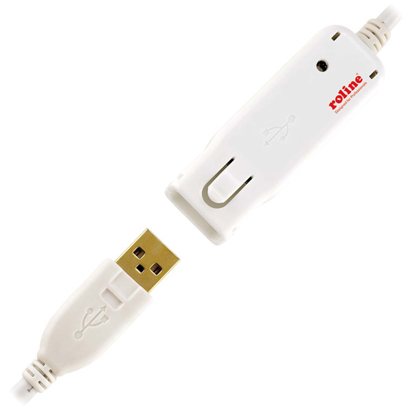 ROLINE USB 2.0 Active Repeater Cable for 12.04.1085 12 m Blanco
