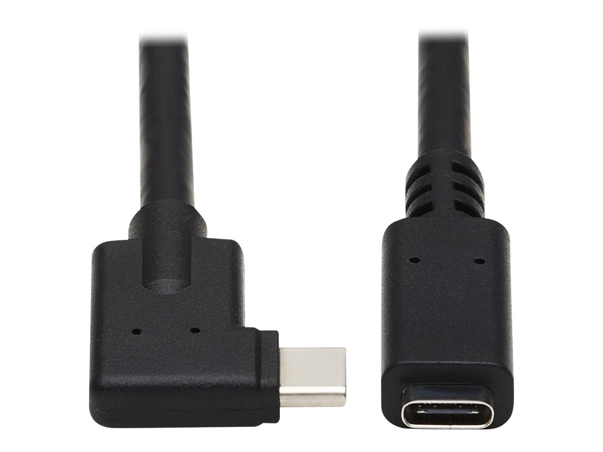 Tripp USB-C Extension Cable (M/F) - USB 3.2 Gen 2, Thunderbolt 3, 60W PD Charging, Right-Angle Plug, Black, 20 in. (0.5 m)