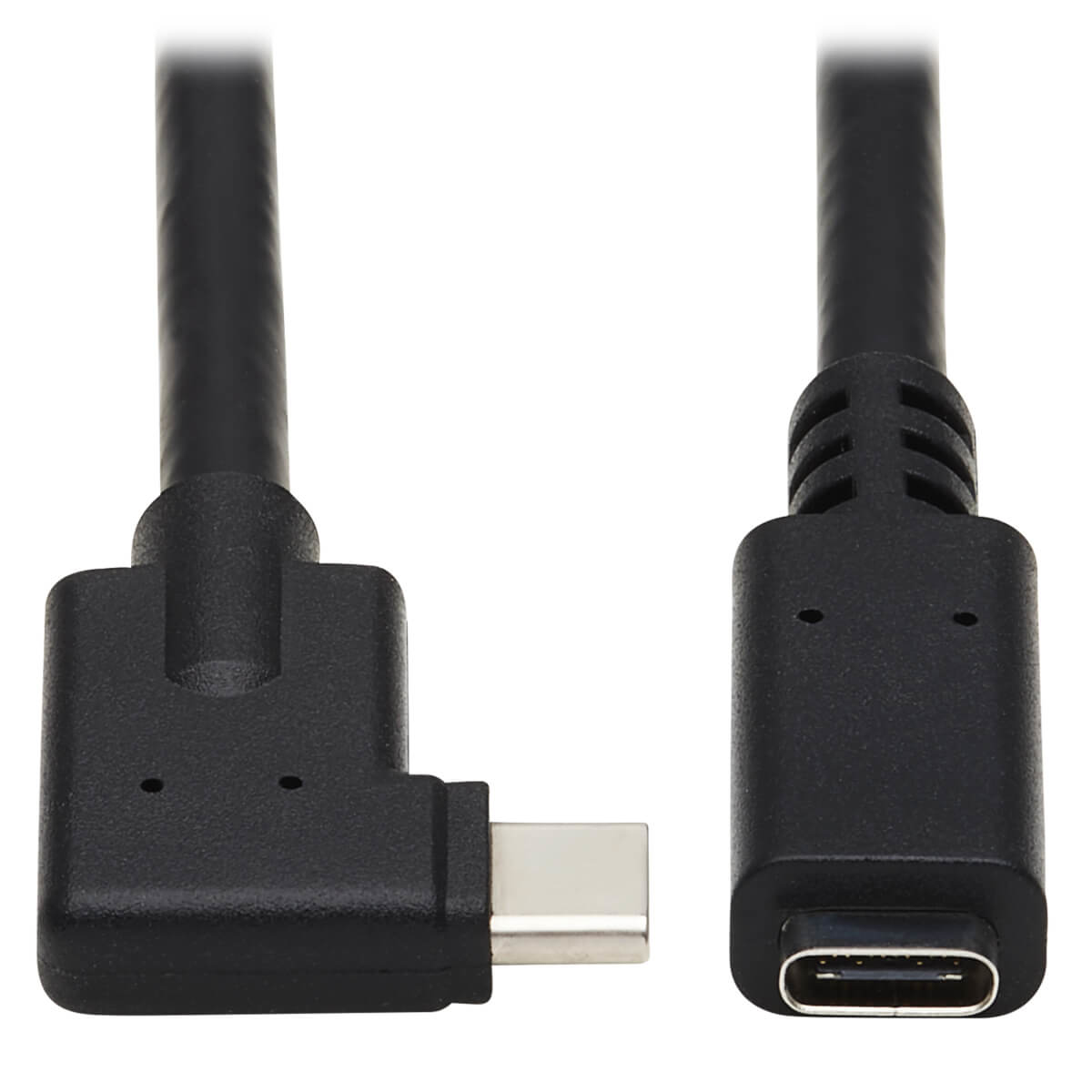 Tripp USB-C Extension Cable (M/F) - USB 3.2 Gen 2, Thunderbolt 3, 60W PD Charging, Right-Angle Plug, Black, 20 in. (0.5 m)