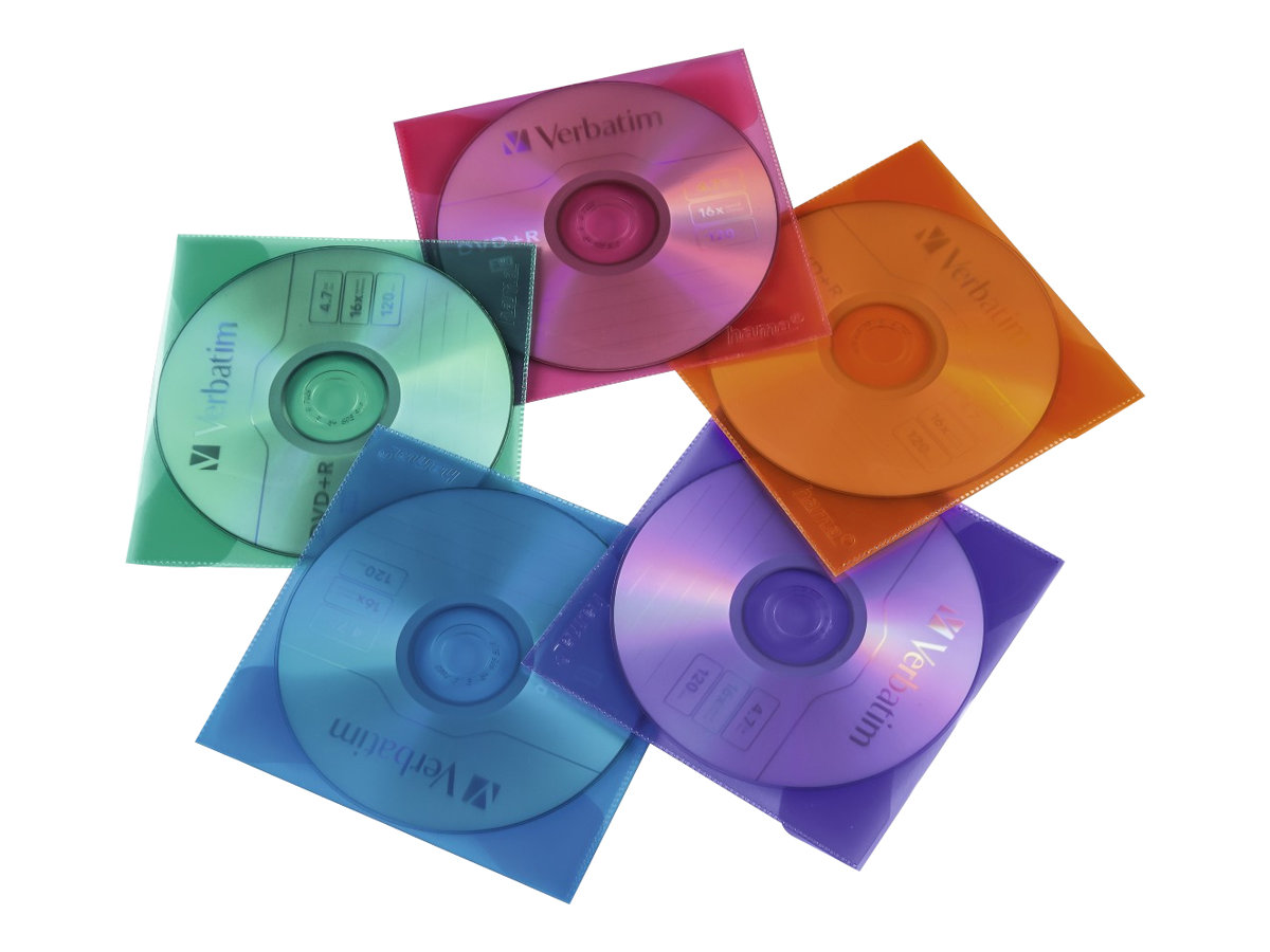 Hama CD-/DVD-H�lle - Blau, Rot, gr�n, orange, violett (Packung mit 50)