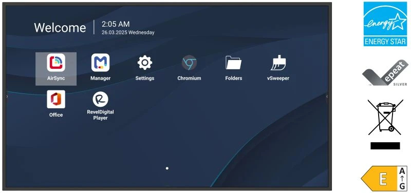 Viewsonic CDE6514-2C �cran daffichage dynamique �cran plat de signalisation num�rique 165,1 cm (65) LCD Wifi 500 cd/m� 4K Ultra HD Noir Int�gr� dans le processeur Android 14 24/7