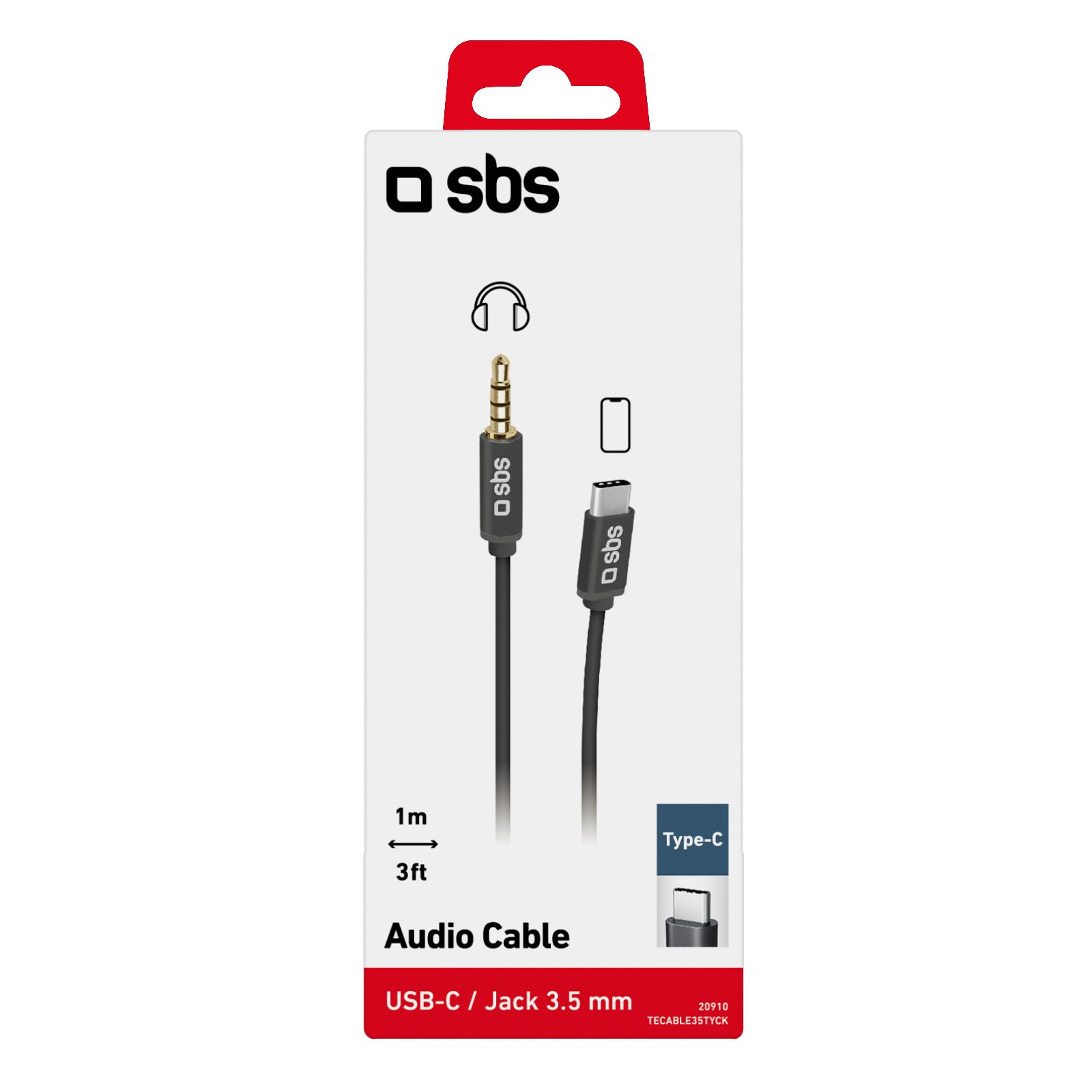 SBS 3.5mm zu USB-C Kabel 1m schwarz - Kabel - Digital/Daten