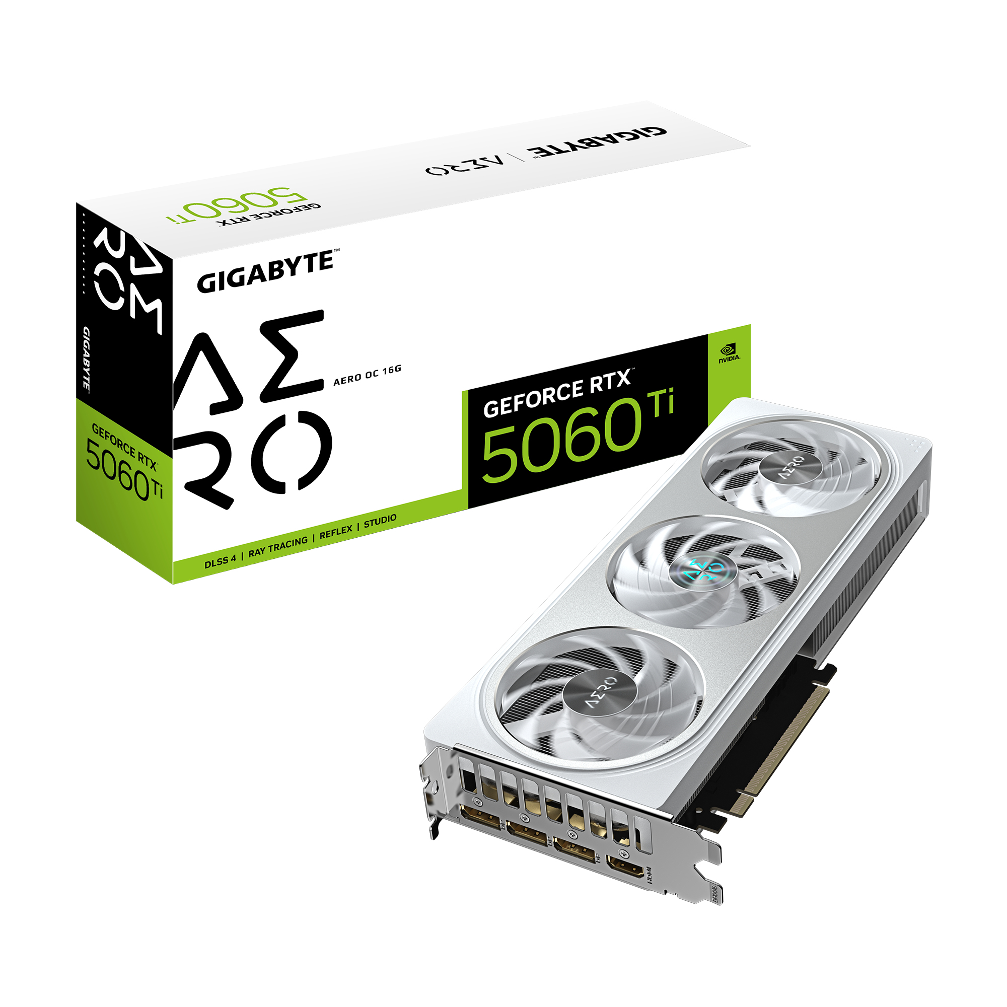 GIGABYTE GeForce RTX 5060 Ti AERO OC 16G Carte Graphique 16 Go GDDR7, 128 bits, PCI-E 5.0, 2647MHz Fr�quence du processeur, 3 x DisplayPort, 1 x HDMI, GV-N506TAERO OC-16GD