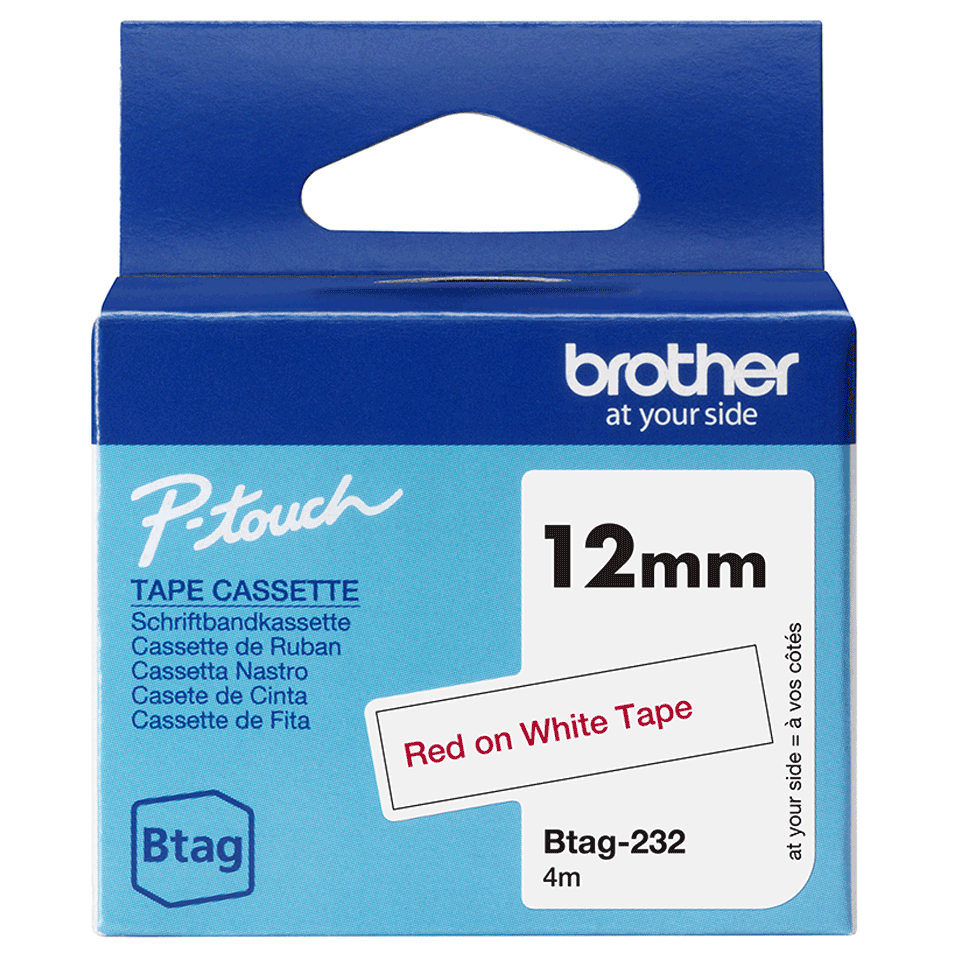 Brother BTAG-232 cinta para impresora de etiquetas Rojo sobre blanco