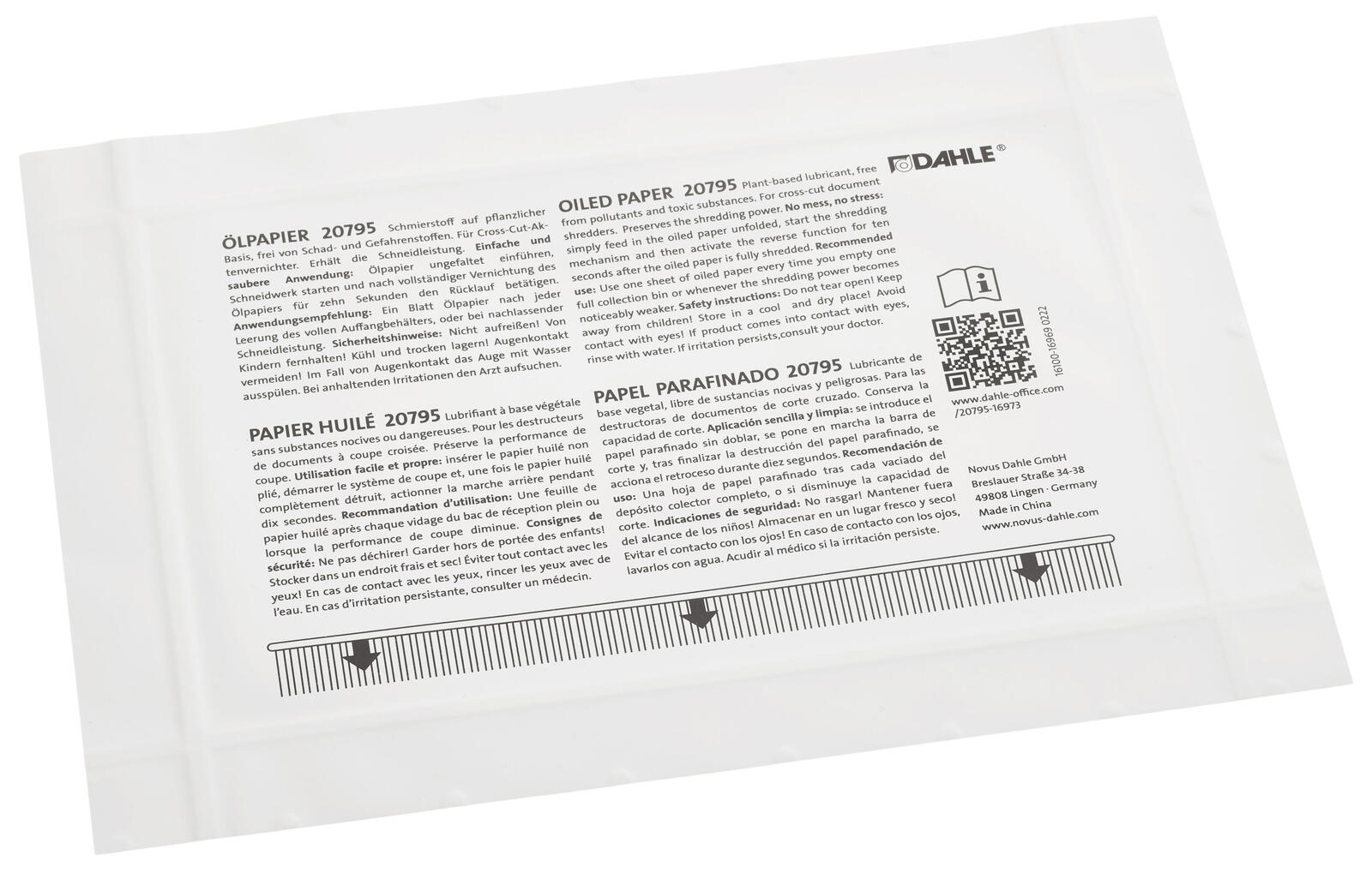 Novus Dahle Foglio lubrificante per distruggi documenti 12 pz.