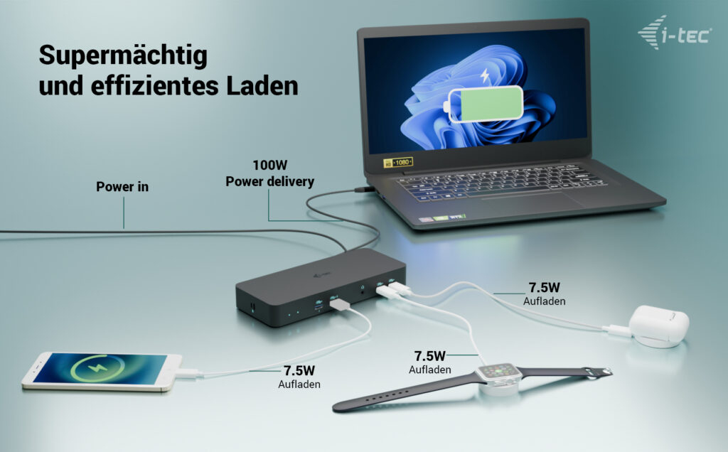 i-tec USB-C Intelligent Triple Display Docking Station + Power Delivery 100W