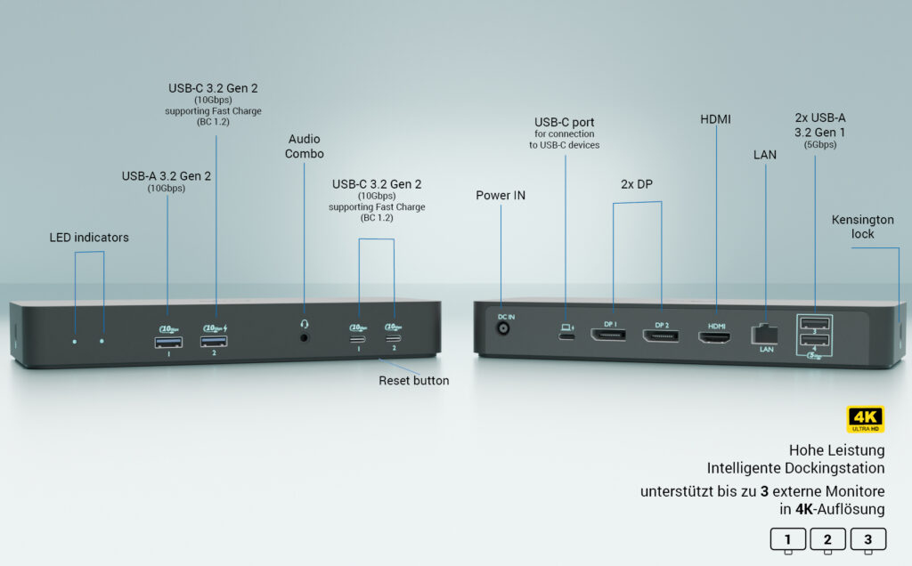 i-tec USB-C Intelligent Triple Display Docking Station + Power Delivery 100W