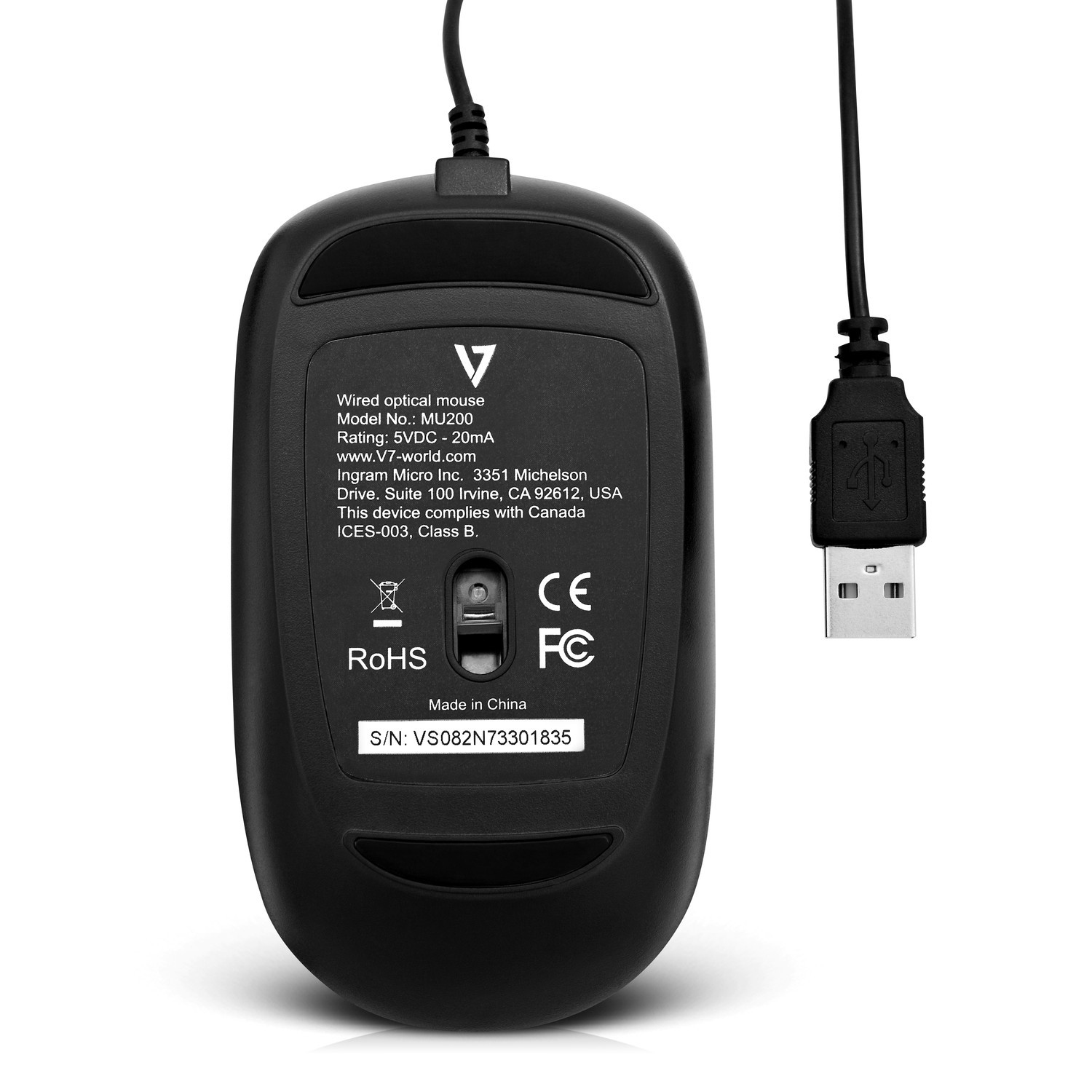 V7 MU200-1E - Low Profile - Maus - optisch - 4 Tasten