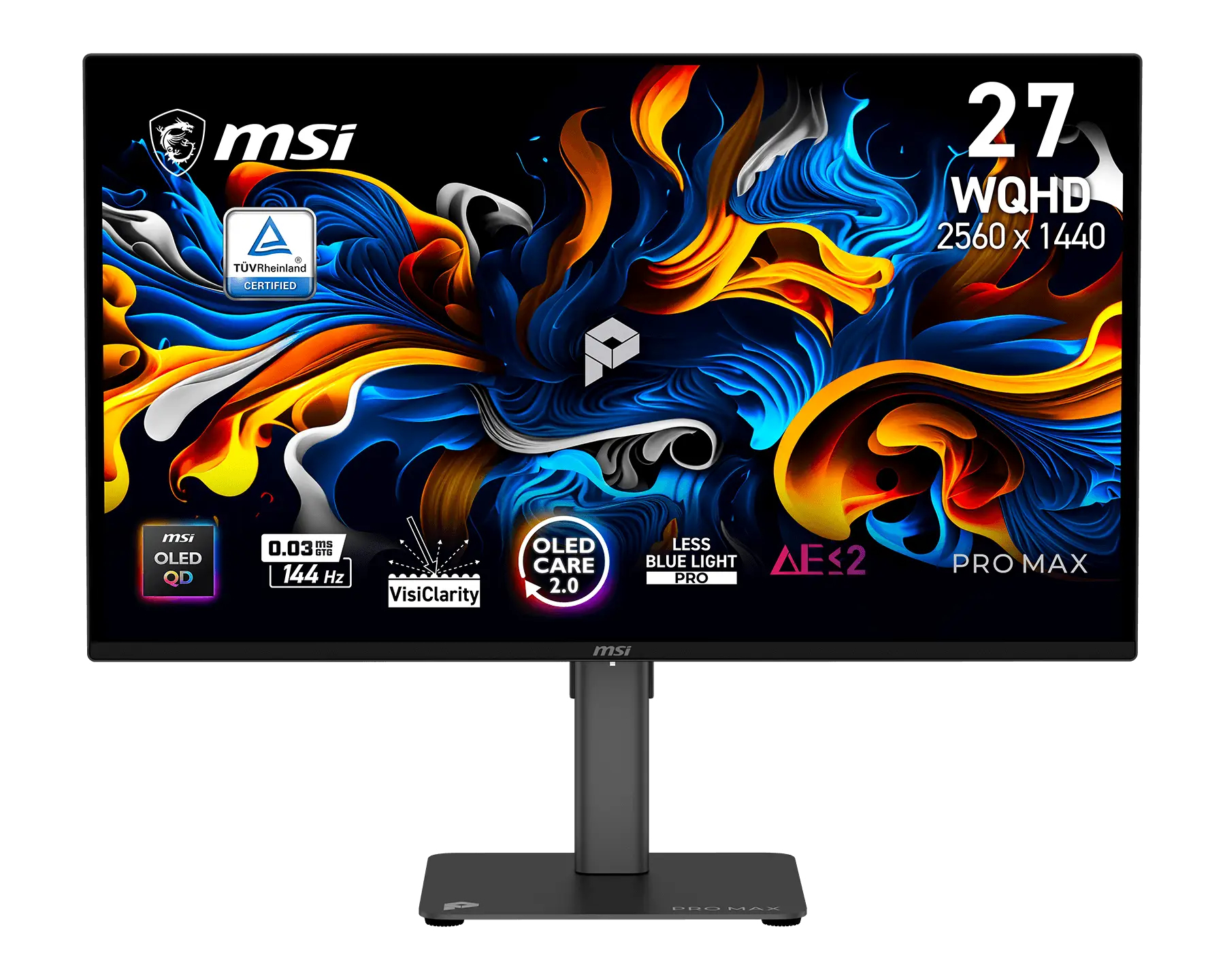 MSI PRO MAX 271QPX14G computer monitor 67.3 cm (26.5) 2560 x 1440 pixels Quad HD QD-OLED Black