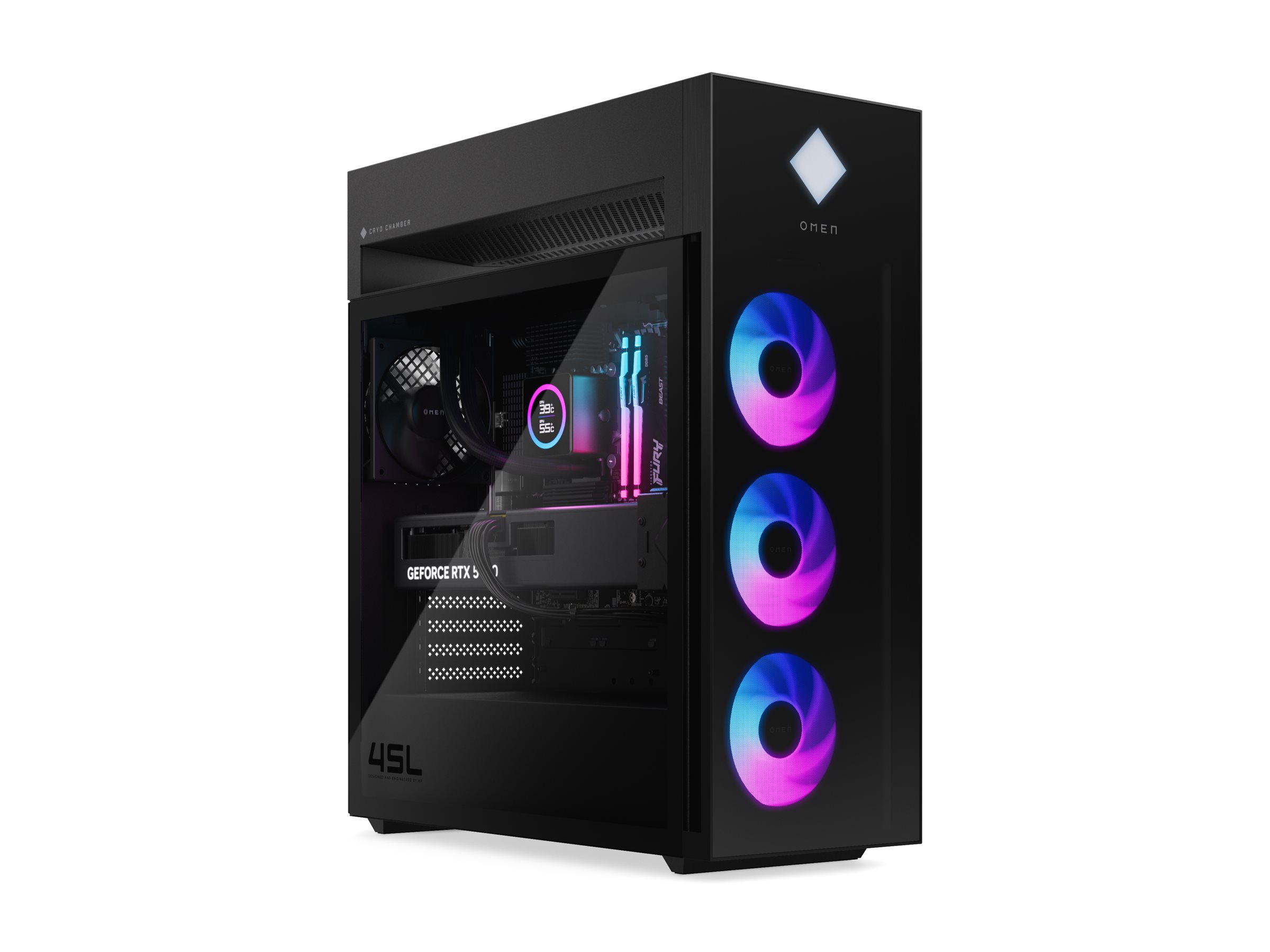 HP OMEN 45L by HP GT22-3093ng - microATX - Core Ultra 9 285K - RAM 32 GB - SSD 2 TB - NVMe - GeForce RTX 5080 - 1GbE, 2.5GbE, Wi-Fi 6E, Bluetooth 5.3 - WLAN: 802.11a/b/g/n/ac/ax (Wi-Fi 6E)